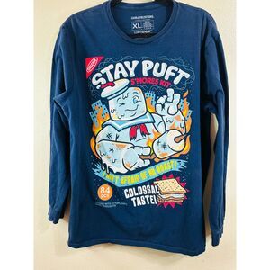 Lootwear Ghostbusters Stay Puft S'Mores Kit Long Sleeve Navy Blue Tee Size XL